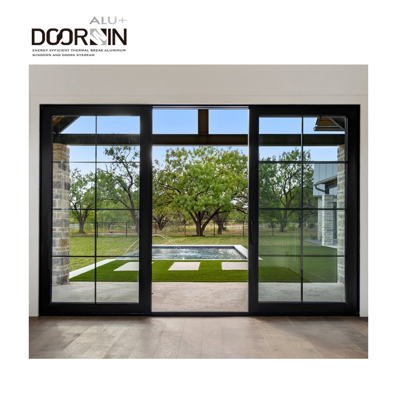 Top Quality Customized Aluminum Security Doors Windproof Sound Insulated Triple Panel Large Sliding Door