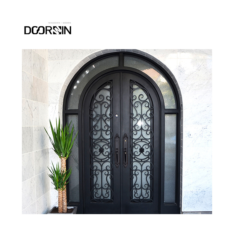 Best Selling House Door Exterior Entrance French Style Security Sound Proof Villa Wrought Iron Double Entry Doors