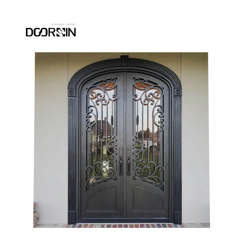 Best Selling House Door Exterior Entrance French Style Security Sound Proof Villa Wrought Iron Double Entry Doors