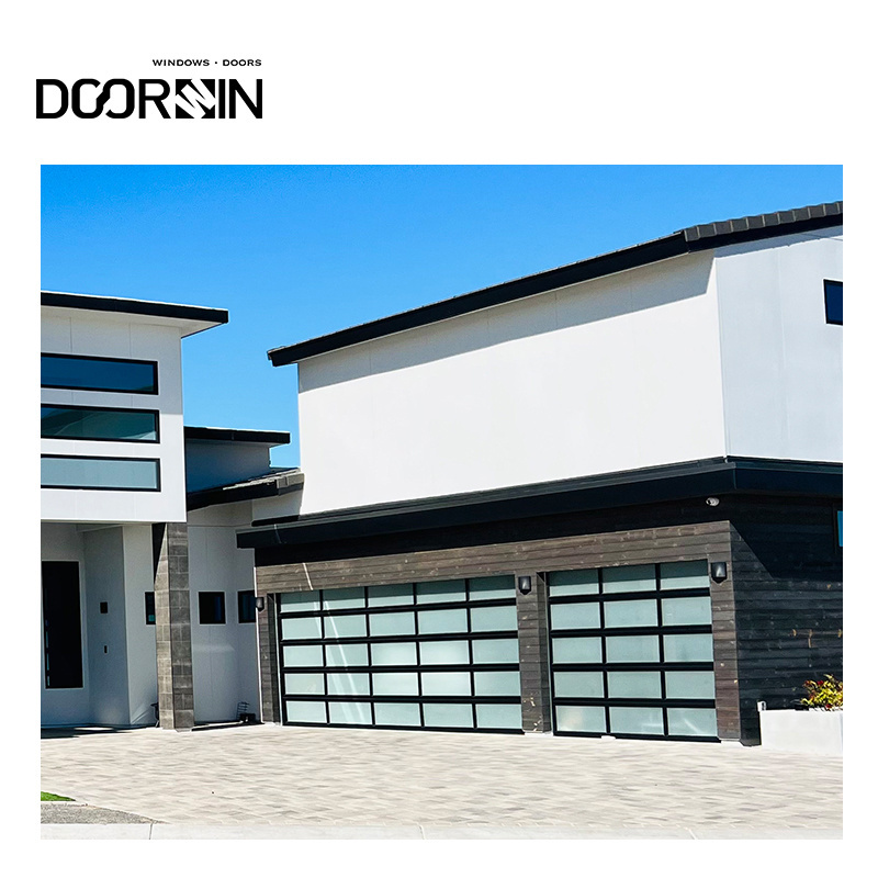 New Design Aluminum Frame Glass Door High Security Hurricane Impact Tempered Black Garage Doors