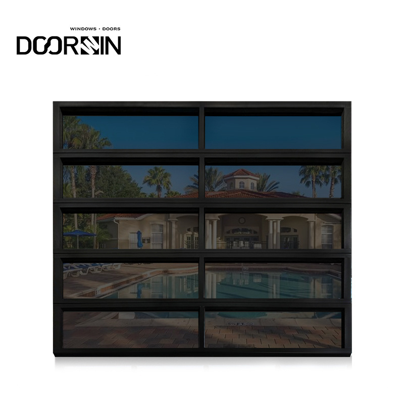 New Design Aluminum Frame Glass Door High Security Hurricane Impact Tempered Black Garage Doors