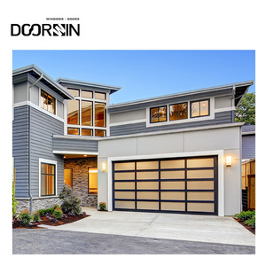 New Design Aluminum Frame Glass Door High Security Hurricane Impact Tempered Black Garage Doors