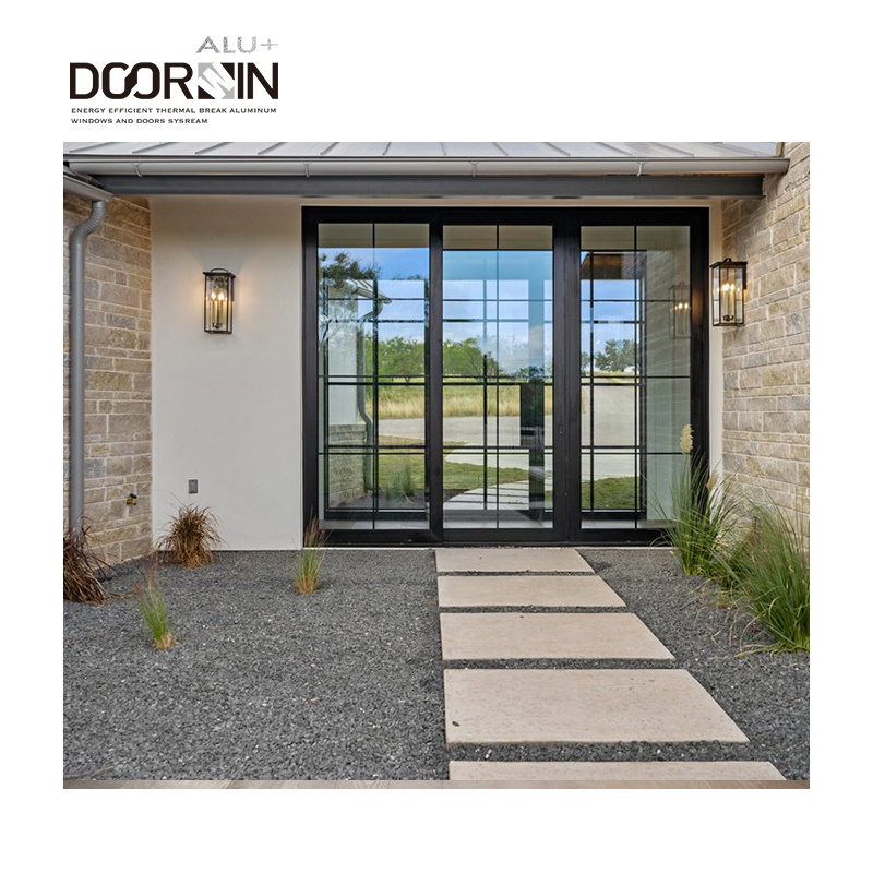 Top Quality Customized Aluminum Security Doors Windproof Sound Insulated Triple Panel Large Sliding Door