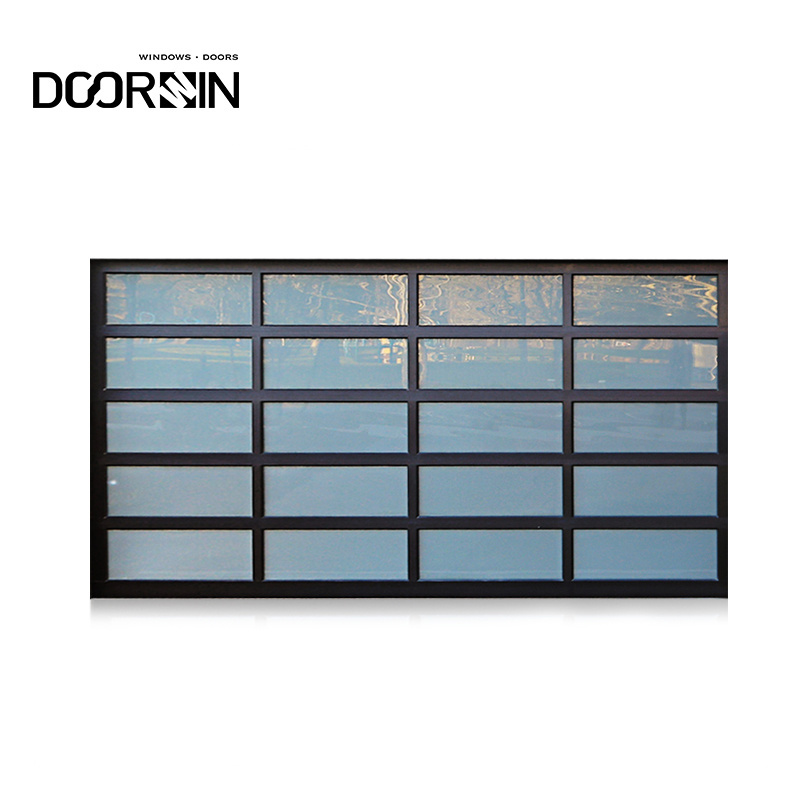 New Design Aluminum Frame Glass Door High Security Hurricane Impact Tempered Black Garage Doors