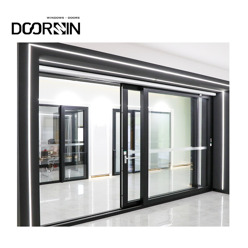 Best Selling Aluminum Security Door Hurricane Proof Heat Insulation Triple Panel Patio Sliding Glass Doors