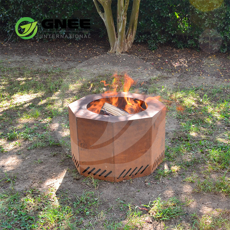 New Popularity Corten Steel Fire Pit Bowl Hot Sale Metal Round Firepit With Wood Storage Base