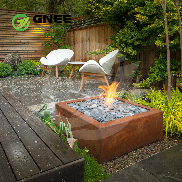 Hot Sell Tall Cylindrical Corten Steel Gas Fire Pit Table