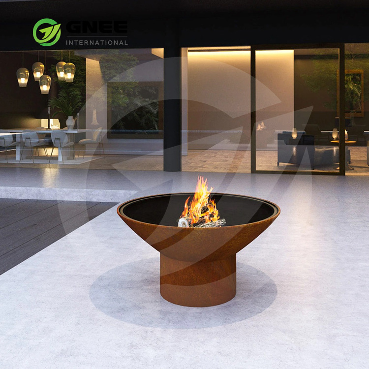 Outdoor Backyard Garden Wood Burning Charcoal Cooking Smoker Fire Pit Bbq Grill Corten Round Fire Pit Bowl Bbq