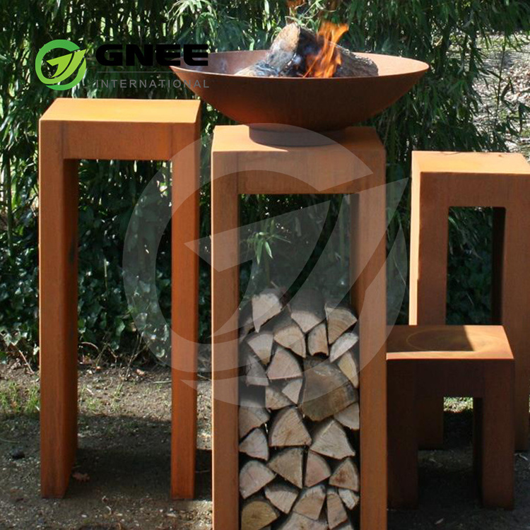 Garden Warming Decorate Corten Steel Table Top Steel Outdoor Firepit Burner Wood Decoration Indoor warming Corten Steel Fire Pit