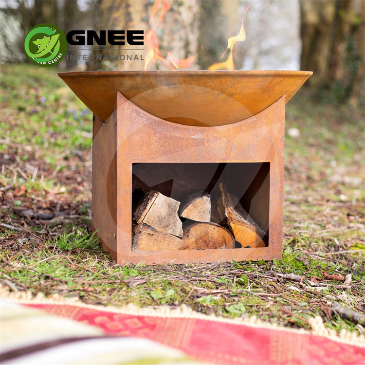 Table Top Larger Outdoor Heating Wood Burning Fire Pit Stove Corten Steel Round Square Fire Table