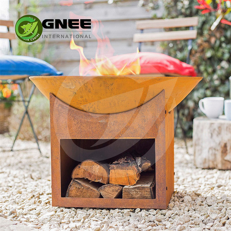 Table Top Larger Outdoor Heating Wood Burning Fire Pit Stove Corten Steel Round Square Fire Table