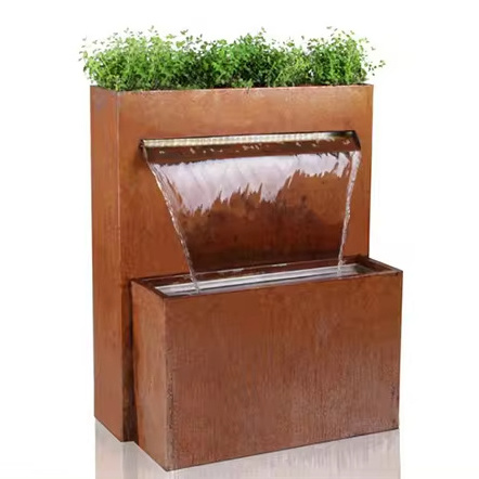 Outdoor Corten Waterfall Rain Water Feature For Garden Water Curtain Water Features