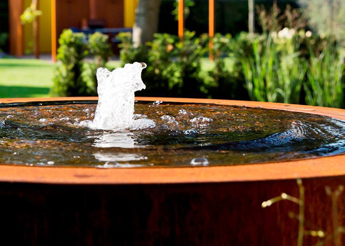 Weathering Steel Rain Curtain Outdoor Water Features Landascape Waterfall Fountain