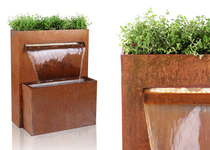 Modern Corten Steel Garden Pond Garden Fountain Water Feature