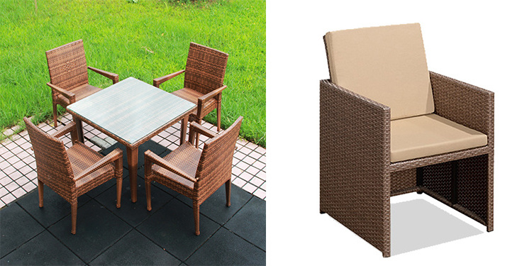 Best Quality Outdoor Garden Table Chair Set Pe Rattan 4 Seat Dining Table Patio Furniture Sets