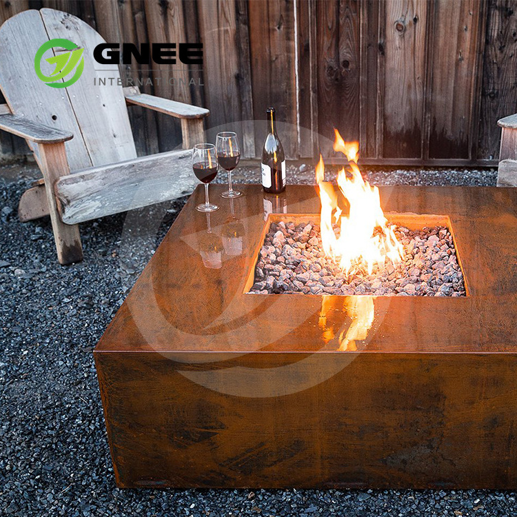 Hot Sell Tall Cylindrical Corten Steel Gas Fire Pit Table