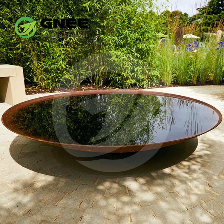 Corten Steel tabletop firepit hidden propane tank fire table