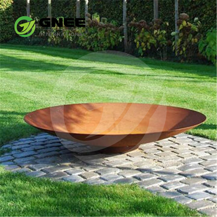 Corten Steel tabletop firepit hidden propane tank fire table