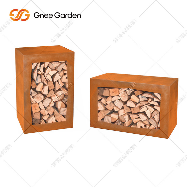 Corten Steel Hexagon Corten Steel Wood Storage For Fireplace