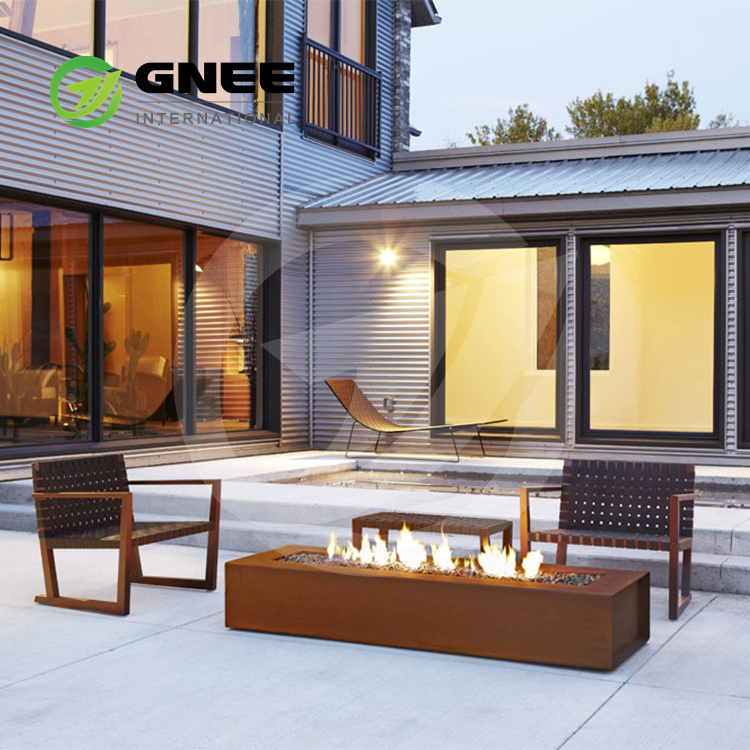 Modern Propane Fire Tables Outdoor Round 36 Inch Corten Gas Fire Pit