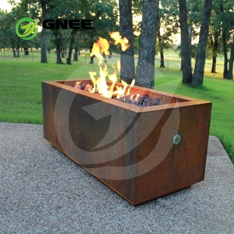 Modern Propane Fire Tables Outdoor Round 36 Inch Corten Gas Fire Pit