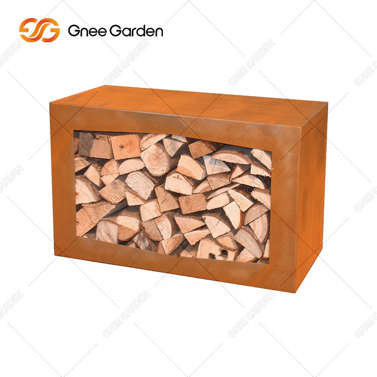 Corten Steel Hexagon Corten Steel Wood Storage For Fireplace