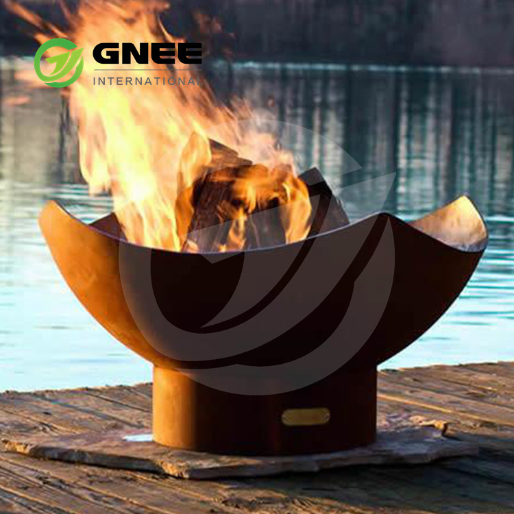 Table Gas Firepit Patio Square Corten Steel Tabletop Outdoor Fire Pit