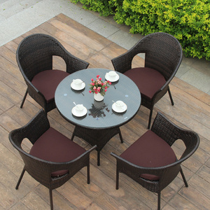 Best Quality Outdoor Garden Table Chair Set Pe Rattan 4 Seat Dining Table Patio Furniture Sets