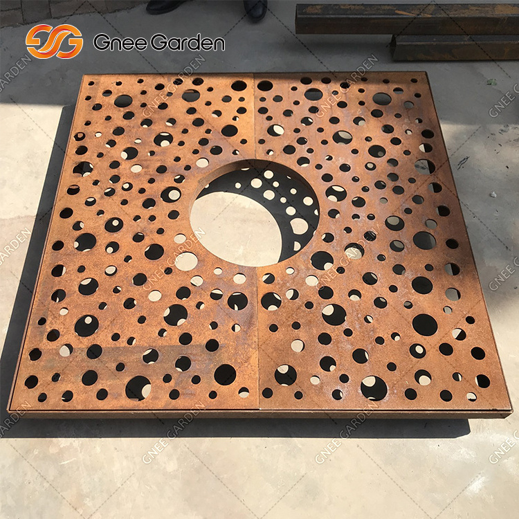 Custom Design Tree Protection Grilles Corten Steel Metal Tree Grates