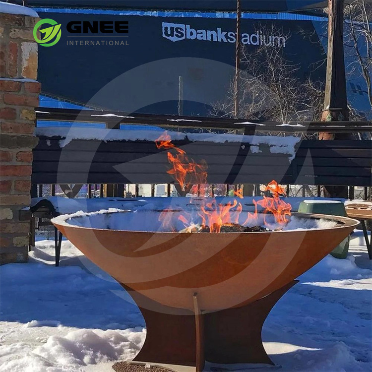 Corten steel metal bbq fire pit outdoor for backyard rusted bbq grill