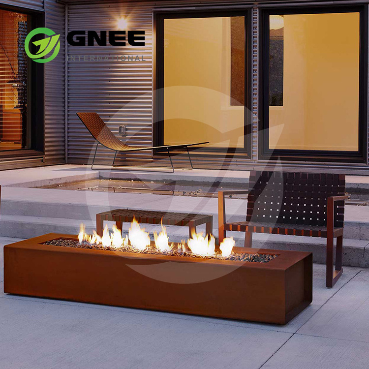 Modern Propane Fire Tables Outdoor Round 36 Inch Corten Gas Fire Pit