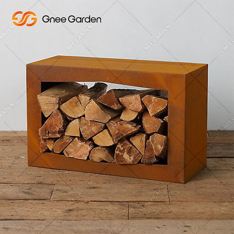 Corten Steel Hexagon Corten Steel Wood Storage For Fireplace