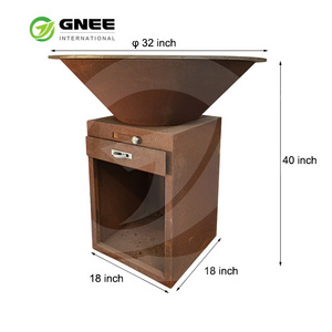 Outside Backyard Corten Steel BBQ Brazier Griddle Barbeque Taper Wood Burning Fire Pit with Grill Function