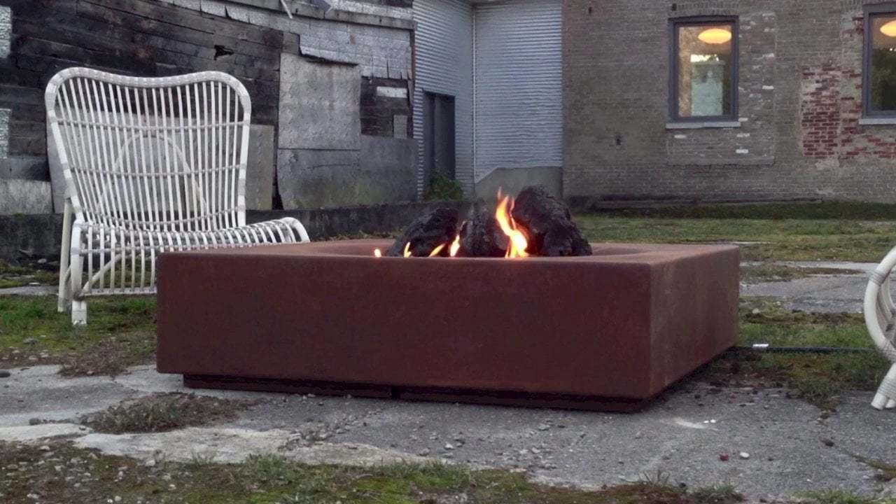 Gas Corten Steel Square Fire Pit Outdoor Table Top Camping Gas Corten Steel Metal Brazier Fire Pit