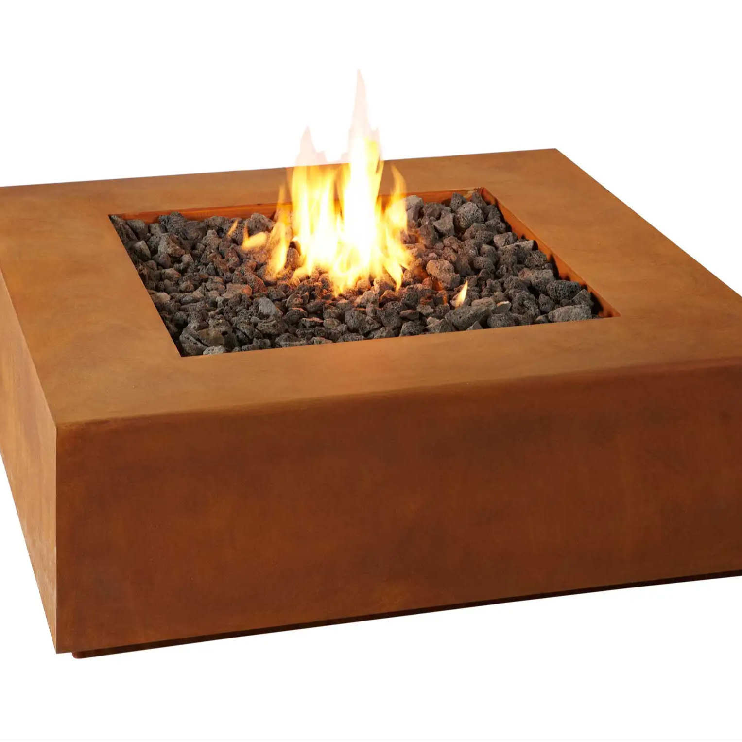 Gas Corten Steel Square Fire Pit Outdoor Table Top Camping Gas Corten Steel Metal Brazier Fire Pit