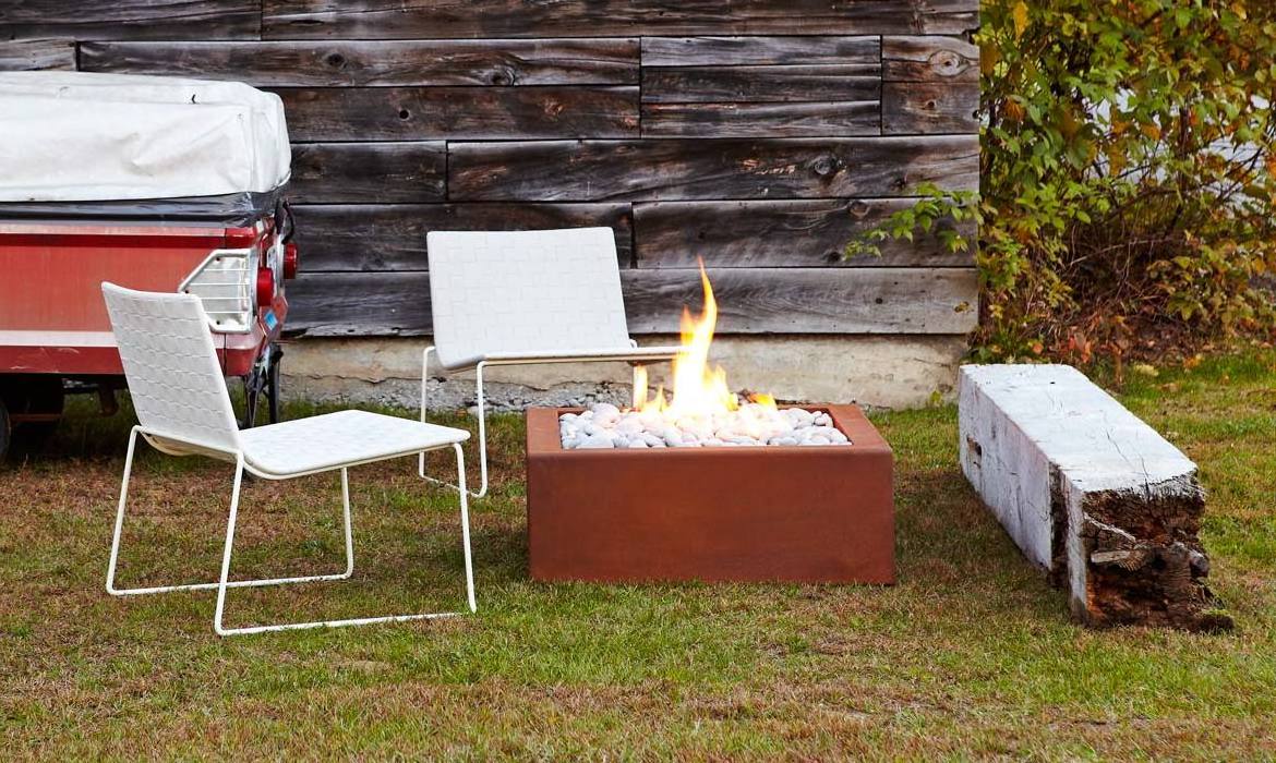 Rectangular Metal Fire Pit Propane Outdoor Garden Heating Firepit Large Gas Heaters Corten Steel Gas Fire Pit