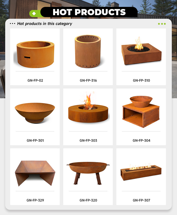 Gas Fire Pits for Garden Outdoor Corten Steel Metal With Glasses Accessories Fire Pits Durable Large Backyard Party Gas Fire Pit