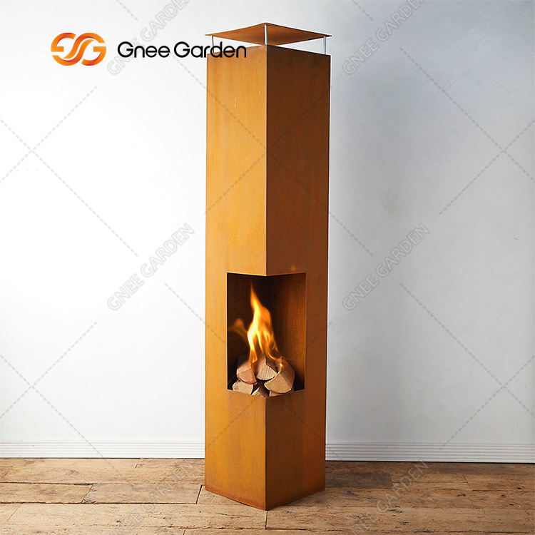 Corten Steel Fire Place Professional Supplier Safety Bio Fuel Burner Free Standing Propane Metal Outdoor Fireplace