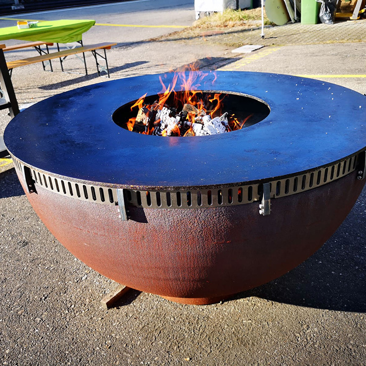 Diameter  Wood Burning Brazier Outdoor Corten Steel Metal Fire Pit Barbecue Grill Bbq Brazier Grill