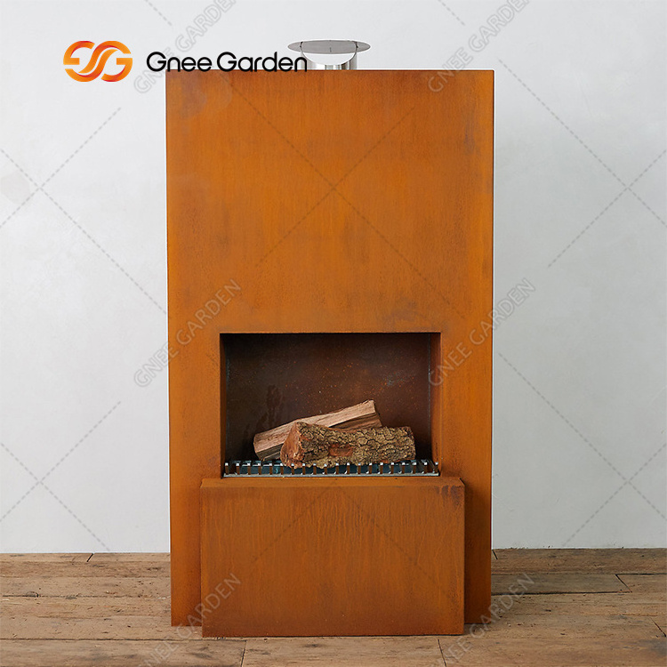 Heavy duty corten outdoor metal fireplace outdoor steel fireplace outdoor wall fireplace