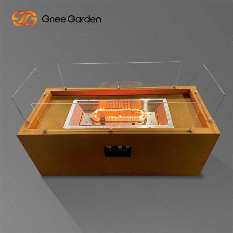 Gas Fire Pits for Garden Outdoor Corten Steel Metal With Glasses Accessories Fire Pits Durable Large Backyard Party Gas Fire Pit