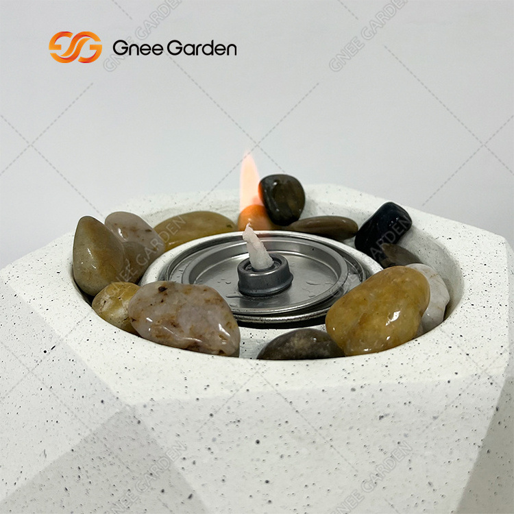 Gnee New Design Rock Effect Mini Table Top Fire Pit Burner Ethanol Table Fire Pit Bowl Smokeless Tabletop Bioethanol Fireplace