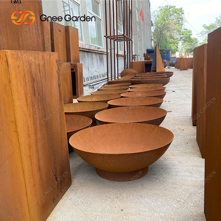 Round Log Burner Customized Outdoor Corten Steel Fire Pit Corten Steel Extra Large Fire Pit And Water Bowl