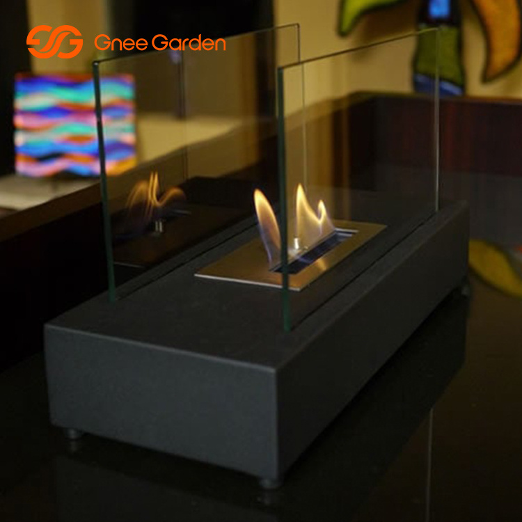 Wholesale Outdoor Table Top Bio Ethanol Fire Pit Concrete Cement Tabletop Glass Fireplace