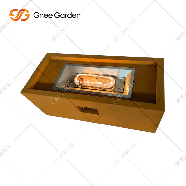 Gas Fire Pits for Garden Outdoor Corten Steel Metal With Glasses Accessories Fire Pits Durable Large Backyard Party Gas Fire Pit