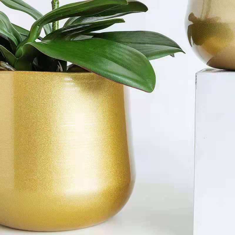 Decorative Home Office Plant Pots  Planters Indoor and Outdoor Modern Plating Gold Flower Pots with Drainage Hole