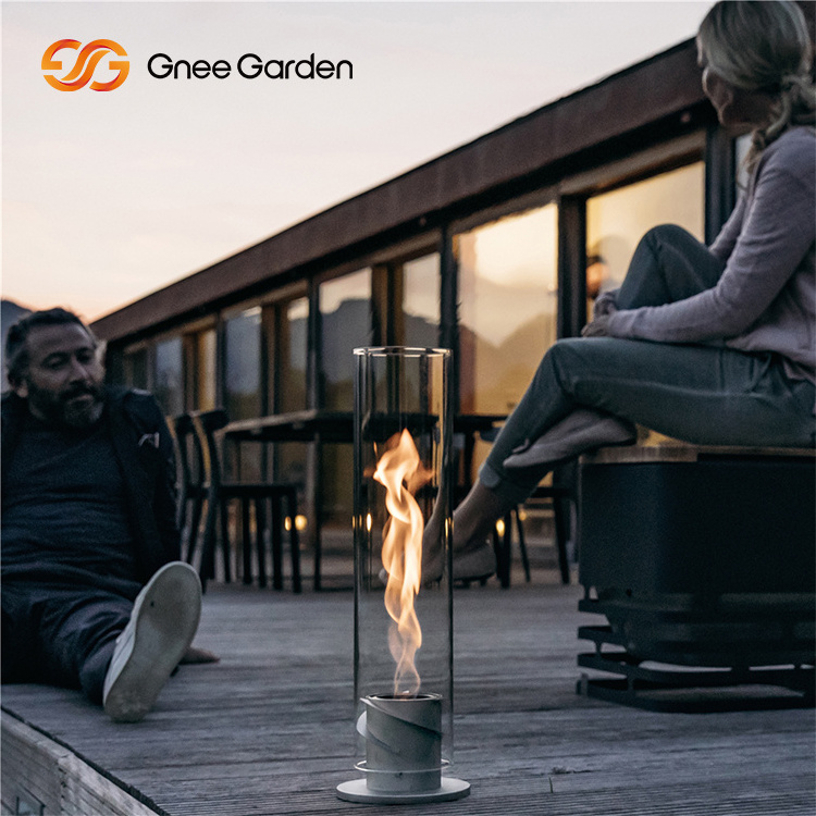 Gnee Rubbing Alcohol Table Fireplace Bio Ethanol Fire Pit Mini Concrete Fire Bowl Clean Burning Real Flame Tabletop Fire Pit