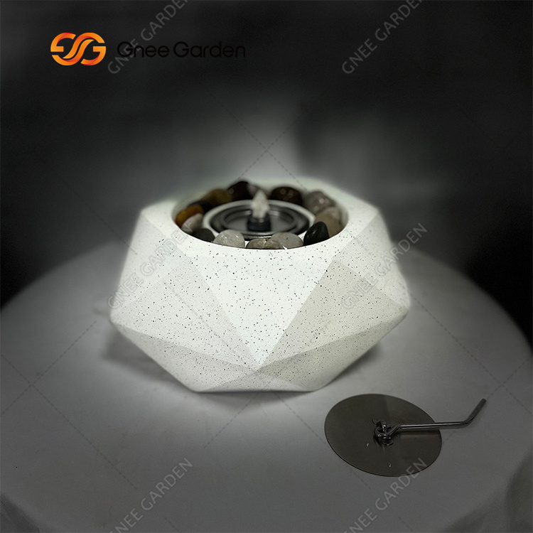 Gnee New Design Rock Effect Mini Table Top Fire Pit Burner Ethanol Table Fire Pit Bowl Smokeless Tabletop Bioethanol Fireplace