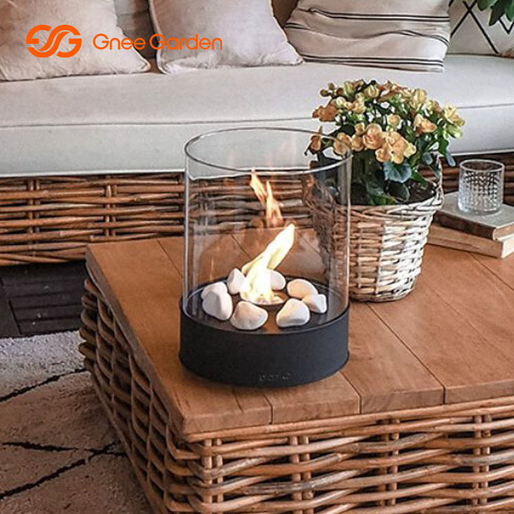 Gnee Rubbing Alcohol Table Fireplace Bio Ethanol Fire Pit Mini Concrete Fire Bowl Clean Burning Real Flame Tabletop Fire Pit