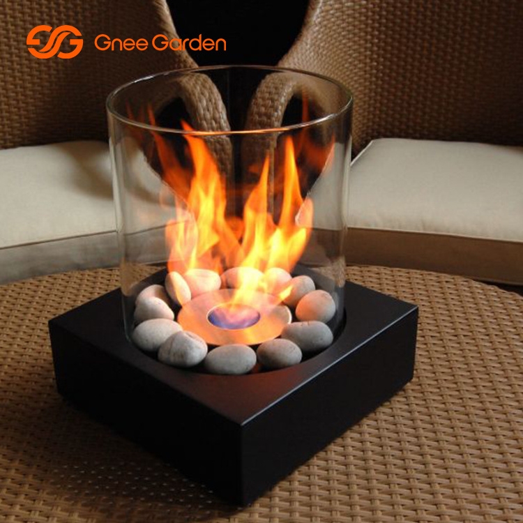 Gnee Rubbing Alcohol Table Fireplace Bio Ethanol Fire Pit Mini Concrete Fire Bowl Clean Burning Real Flame Tabletop Fire Pit